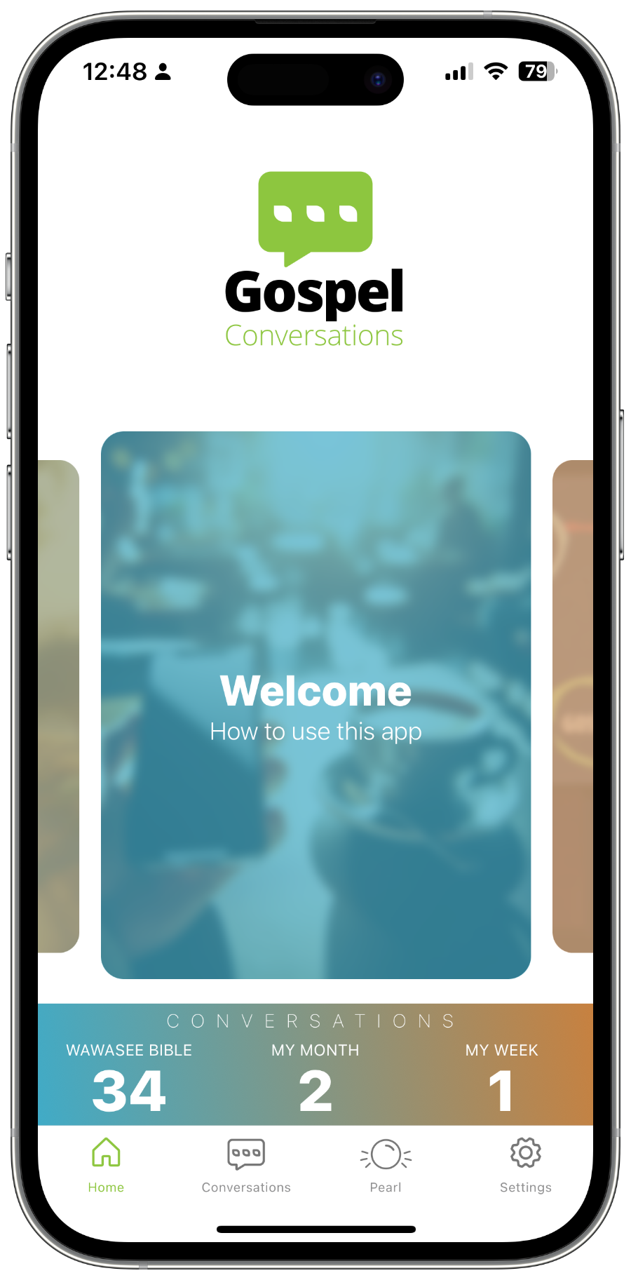 Gospel Conversations home screen